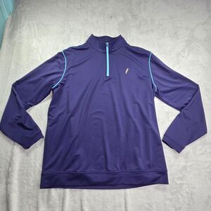 Peter Millar Crown Comfort Quarter Zip Mens XL Periwinkle Feather Logo Golf